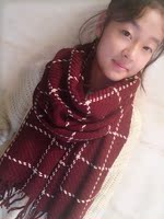 新款格子韩版学生围巾冬季加厚时尚冰岛毛围脖保暖针织大披肩包邮
