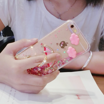 【天天特价】奢华苹果6plus手机壳水钻流沙iphone6S挂绳镶钻女5.5