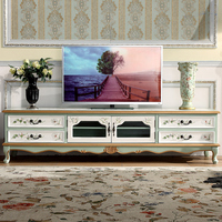 梵高乡村家具美式电视柜客厅小户型茶几电视柜复古彩绘组合地柜子