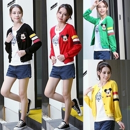 2016新款韩版春秋女装百搭开衫长袖短外套米老鼠修身休闲学生外套