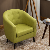 美式单人皮艺/布艺沙发 小户型客厅沙发椅欧式简约棉麻咖啡椅子