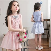 韩版女童连衣裙2016夏季新款童装中大儿童两件套背心公主裙亲子装