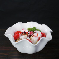创意纯白陶瓷碗水果沙拉碗西式餐具甜品碗家用特色大汤碗雪糕碗
