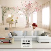 3d立体墙纸客厅电视背景壁纸床头卧室无纺布婚房壁画温馨浪漫樱花
