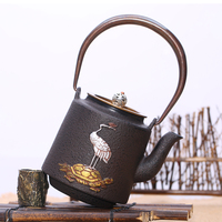 龟鹤铁壶日本铸铁茶壶手工无涂层南部铁壶茶具龟鹤延年老铁壶特价