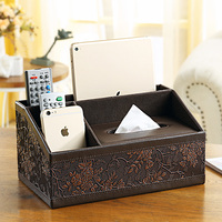 皮革多功能纸巾盒 茶几遥控器收纳盒餐巾抽纸盒创意欧式客厅