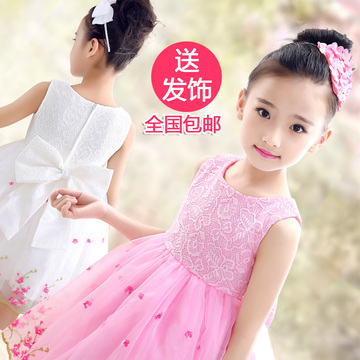 女童夏季礼服公主裙儿童蕾丝蓬蓬裙花童主持表演裙夏装连衣裙