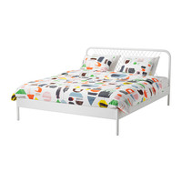 重庆宜家IKEA正品 奈斯顿 双人床架钢架双人床成人床 白色