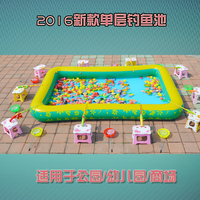 广场生意儿童充气钓鱼玩具池套装方形加厚家庭游泳池充气水池沙池