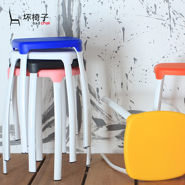 坏椅子 宜家时尚家用塑料凳子 矮凳 创意餐凳 简约方凳 换鞋凳
