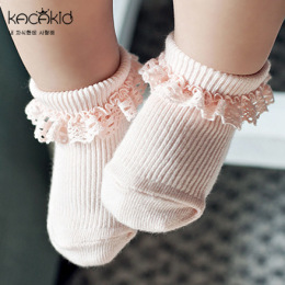 儿童袜子纯棉宝宝婴儿春秋款短袜 男童女童蕾丝花边防滑袜0-2-4岁