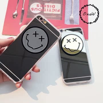 韩国GD笑脸镜面权志龙苹果7手机壳iPhone6s/plus/5s/SE保护套硅胶