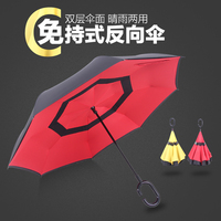 创意免持式可站立双层反向伞直杆晴雨伞户外男女汽车直柄广告伞