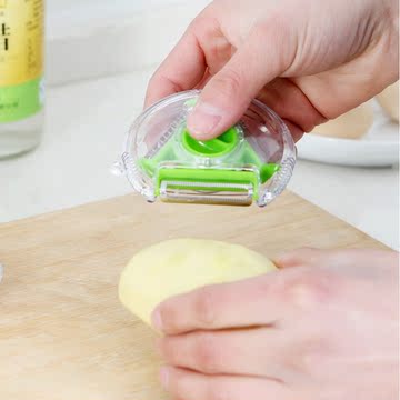 创意三合一圆形削皮器 果蔬快速切丝挖孔刨丝器 削苹果器瓜果刨刀