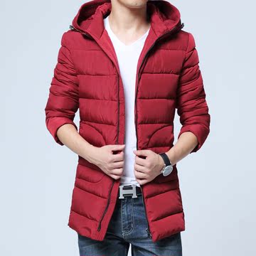 2016年男装羽绒服外穿中长款纯色韩版青年学生冬季加厚羽绒外套潮