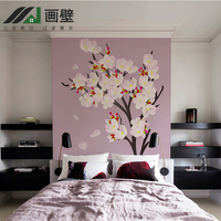 画壁日式樱花个性艺术壁纸餐厅玄关无纺布创意韩式墙纸定制壁画