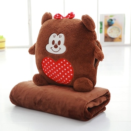 龙猫卡通空调被暖手三合一靠枕毯泰迪熊抱枕创意家居玩偶生日礼物