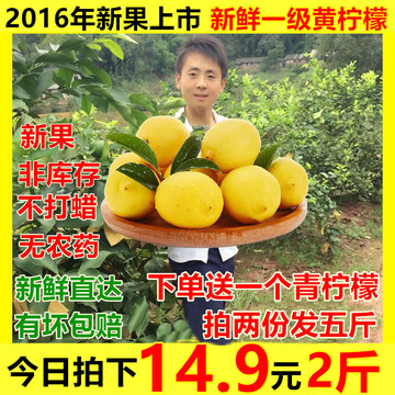 安岳新鲜柠檬 纯天然黄柠檬一级柠檬水果2斤装6个到12个 特价包邮