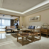 新中式禅意布艺沙发组合客厅三人沙发原木色家具酒店会所定制家具