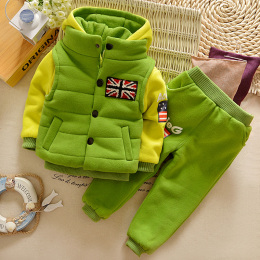 男童冬装套装新款1-2-3-4-5岁宝宝婴幼儿秋冬加绒加厚卫衣三件套