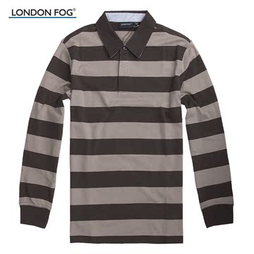 LONDON FOG/伦敦雾商务休闲男装纯棉条纹长袖T恤LW10KT105