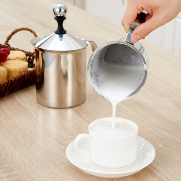 奶泡器 手动 双层打奶器 牛奶发泡器 加厚不锈钢 花式咖啡 奶泡壶