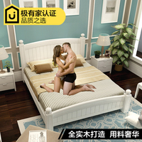 双人床1.8米1.5米单人白色高箱储物床简约现代公主床中式全实木床