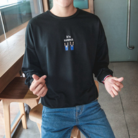 秋季韩版圆领青少年卫衣日系印花套头外套男士潮牌学生运动棒球服