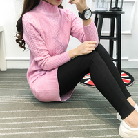2016秋冬新款女装韩版高领毛衣女打底衫中长款套头修身显瘦针织衫