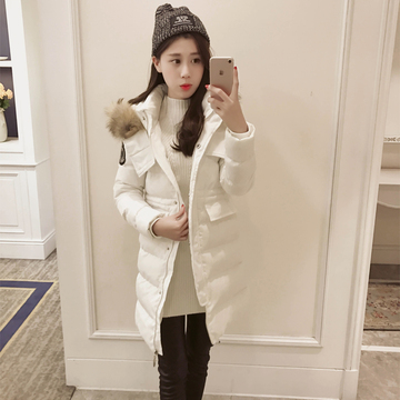 棉袄女2017冬季韩版新款潮修身加厚棉服女中长款大毛领棉衣外套bf