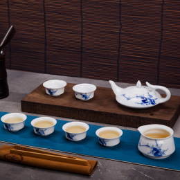 景德镇高温陶瓷釉下手绘混水青花整套茶具高白泥功夫茶具