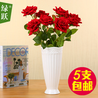 仿真玫瑰花套装绢花假花塑料花客厅装饰花单支餐桌摆件花束