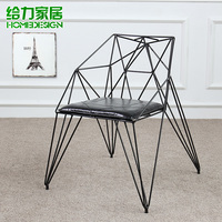 创意餐椅钻石镂空洽谈铁丝椅 铁艺设计家具 工业loft设计师椅子