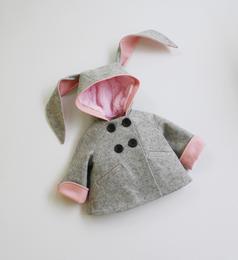 女童秋冬外套2016新款冬装 儿童呢子外套女动物兔子耳朵毛呢大衣