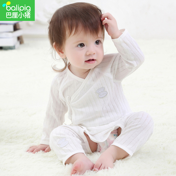 新生儿内衣婴儿秋衣套装纯棉分体衣服无骨绑带0和尚服3个月6秋季
