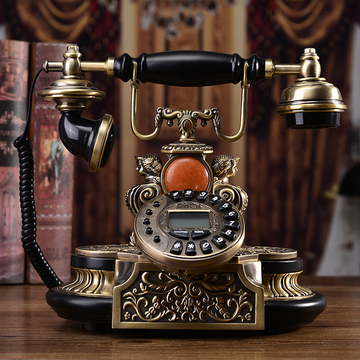 慕臻别墅高档欧式仿古电话机复古典电话机金属实木客厅座机卢浮宫