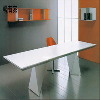 黑白色烤漆会议桌办公家具办公桌定制会议桌洽谈桌异形脚长方桌
