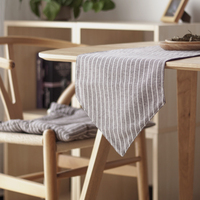 日式素色条纹棉麻桌旗 现代简约茶几柜子餐桌旗布双层布艺盖巾