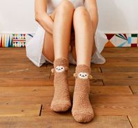 毛绒袜子冬季加厚睡眠袜子居家毛绒地板袜珊瑚绒女日系可爱礼盒装