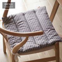 日式田园简约现代风格条纹棉麻薄垫餐椅垫办公室椅子汽车坐垫防滑