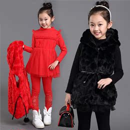童装女童冬装2016新款韩版儿童中大童运动三件套加厚秋装休闲卫衣
