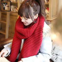 韩版围巾女冬季加厚保暖纯色毛线针织披肩围脖男女士情侣学生长款