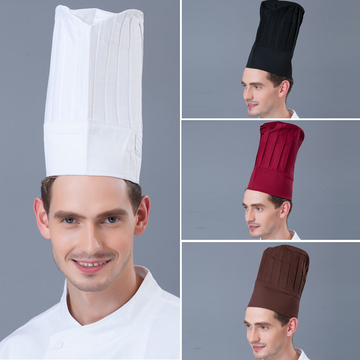 新款四季通用厨师布高帽酒店西餐厅咖啡店餐厅面包布帽子工作高帽