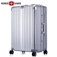 WEMGE瑞士军刀拉杆箱万向轮铝框旅行箱女硬箱行李箱男24寸密码箱
