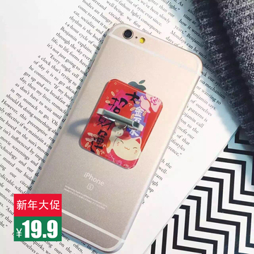 春节热卖iPhone6招财猫指环支架扣三星小米华为苹果通用手机支架