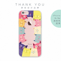 卡通猫咪iPhone6s原创手机壳苹果7plus透明超薄挂绳创意插画包邮