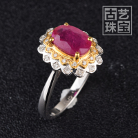 古艺珠宝  红宝石镶嵌加工设计18K金戒指款式 首饰精工设计女戒托