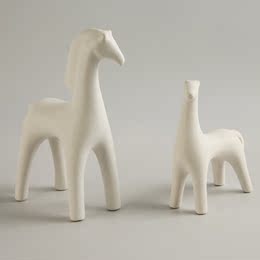 北欧动物马摆件哑光陶瓷桌面客厅摆设现代简约工艺品样板房装饰品