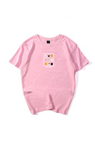 短袖T恤女夏季宽松衣服韩版学生半袖打底衫pink粉色猫咪可爱tee潮