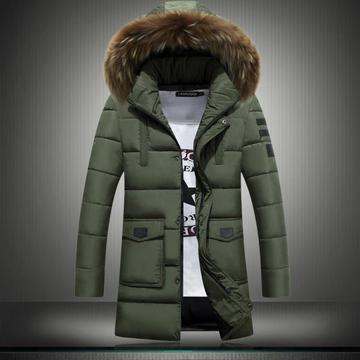 冬季男士中长款加厚保暖棉衣韩版修身男式外套休闲大码毛领外套潮
